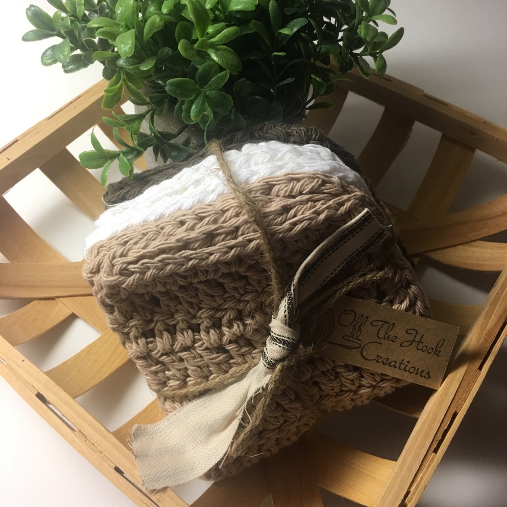 Handmade Cotton Crocheted Dish Cloth Bundle